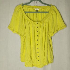 Terra & Sky Women's 2X Yellow Shirt Sleeve Shirt Top
